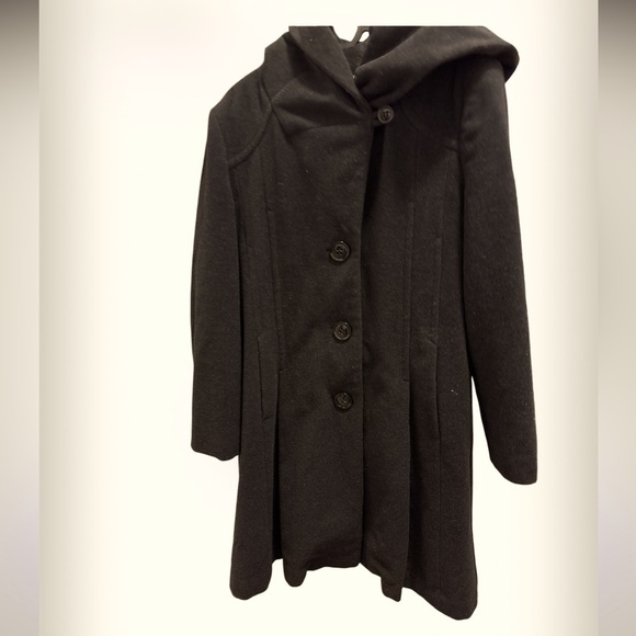 Laura Petite grey hooded Wool blend Elegant coat Sz 14 - Picture 1 of 14